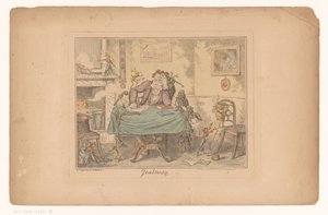 Jaloezie Zazdrość (tytuł na obiekcie) autorstwa George Cruikshank