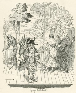 Joseph Grimaldi w Arlekinadzie autorstwa George Cruikshank