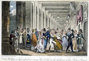 Les galeries du Palais Royal - w „Życiu w Paryżu” Davida Carey, Londyn autorstwa George Cruikshank