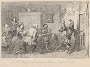 Londyn. Tawerna z głową dzika w Eastcheap: „Henryk IV część II”, akt II, scena IV autorstwa George Cruikshank