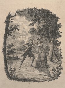 Mężczyzna i kobieta w ogrodzie (akwaforta) autorstwa George Cruikshank