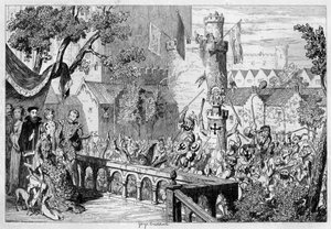 Maska w ogrodzie pałacowym Tower of London, 1840. autorstwa George Cruikshank