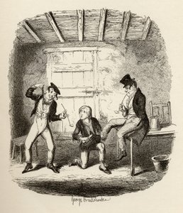 Мастер Бейтс 1838 онд Чарльз Диккенс (1812-70) бичсэн "Оливер Твистийн адал явдал" зохиолоос мэргэжлийн техникийн талаар тайлбарлаж байна, Чапман унд Холл, 1901 онд хэвлүүлсэн. autorstwa George Cruikshank