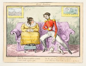 Polowanie na pieniądze, 1835 (rycina ręcznie kolorowana) autorstwa George Cruikshank