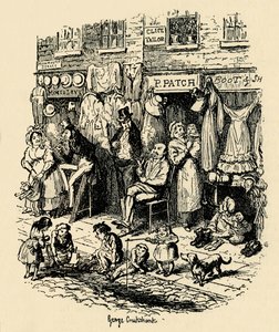 Monmouth Street, Soho, ilustracja G. Cruikshanka do Dickens Sketches Boza. , 1938 autorstwa George Cruikshank