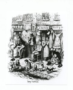 Ulica Monmouth, c.1836 autorstwa George Cruikshank