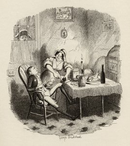 Pan Claypole, jaki pojawił się, gdy jego mistrz był nieobecny, z „Przygód Olivera Twista” Charlesa Dickensa (1812-70) 1838, wydanego przez Chapman und Hall, 1901 autorstwa George Cruikshank