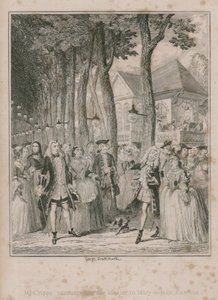 Pan Cripps spotyka swojego Mater w ogrodach Mary-le-bone autorstwa George Cruikshank