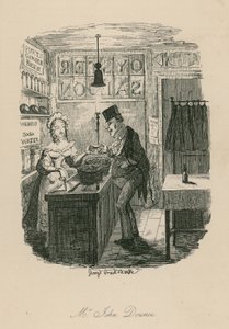 Pan John Dounce, postać ze Szkiców Boza (Charles Dickens) autorstwa George Cruikshank