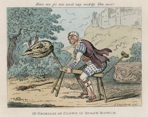 Pan Józef Grimaldi jako Klaun w Dulce Domum autorstwa George Cruikshank
