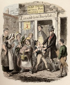 Nancy i Sikes porywają Olivera na ulicy - Oliver zostaje uznany przez swoich czułych przyjaciół - Ilustracja do "Olivera Twista" (Olivier) (The Adventures of Oliver Twist) Charlesa Dickensa (1812-1870), autorstwa George