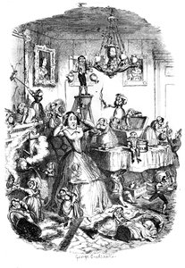 Prawie śmiertelnie martwi się największą plagą życia w latach czterdziestych XIX wieku. autorstwa George Cruikshank
