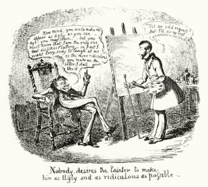 Nikt nie chce, aby Malarz uczynił go tak brzydkim i śmiesznym, jak to tylko możliwe (grawerunek) autorstwa George Cruikshank