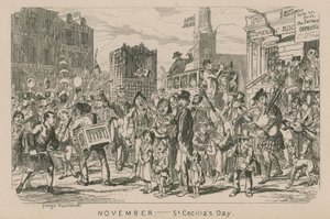 Listopad – Dzień św. Cecylii autorstwa George Cruikshank