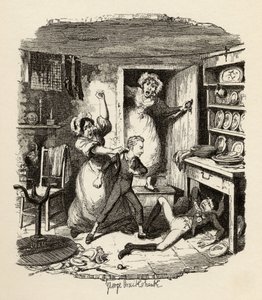 Oliver wyrywa ducha, z "Przygód Olivera Twista" Charlesa Dickensa (1812-70) 1838, opublikowane przez Chapman und Hall, 1901 autorstwa George Cruikshank