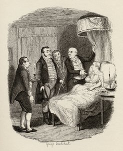 Oliver czekał na Bow Street Runners, z „Przygody Olivera Twista” Charlesa Dickensa (1812-70) 1838, wydanej przez Chapman und Hall, 1901 autorstwa George Cruikshank