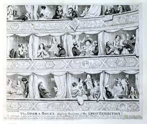 Loże operowe w czasie Wielkiej Wystawy, ok. 1851 autorstwa George Cruikshank