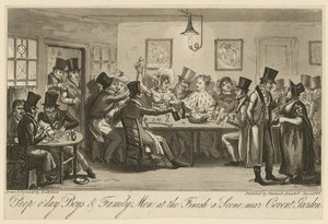 Peep of day Chłopcy i rodzina na mecie: scena w pobliżu Covent Garden autorstwa George Cruikshank