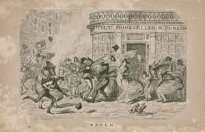 Ludzie walczą z silnymi wiatrami autorstwa George Cruikshank