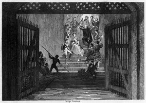 Księżniczka Elżbieta przywieziona jako więzień do Tower of London, 1554 1840. autorstwa George Cruikshank