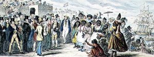 Prawdopodobne efekty ponad kobiecej emigracji ręcznie kolorowanego trawienia autorstwa George Cruikshank