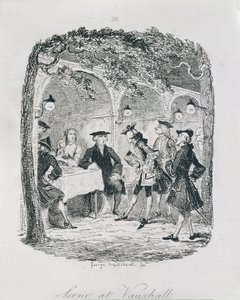 Scena w Vauxhall, z "Amelii", rytowana przez artystę, ilustracja z "Dzieł Henry