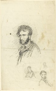Autoportret z trzema szkicami autorstwa George Cruikshank