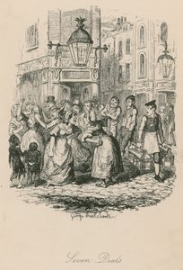 Seven Dials, Londyn autorstwa George Cruikshank