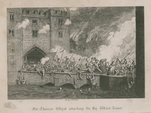 Sir Thomas Wyatt atakuje Byward Tower autorstwa George Cruikshank