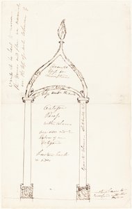 Szkic ośmiokątnej wnęki z kolumnami autorstwa George Cruikshank