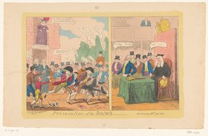 Karykatura o angielskiej polityce wewnętrznej, 1820 Prześladowania świętych autorstwa George Cruikshank