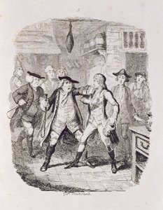 Squire Western Seizing Jones w Upton, z „Tom Jones, historia podrzutka”, grawerowane przez artystę, ilustracja z „The Works of Henry Fielding”, wyd. przez Henry