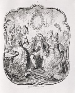 Squire Western i jego Lady Cousins, z „Tom Jones, The History of a Foundling”, grawerowane przez artystę, ilustracja z „The Works of Henry Fielding”, wyd. przez Henry