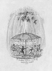 Św. Swithin Patron Parasolarzy, 1829 autorstwa George Cruikshank