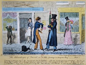 „Zalety podróży” lub „Mała nauka jest niebezpieczna” autorstwa George Cruikshank
