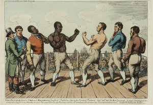 Bitwa między Cribb i Molineaux (kolorowa akwaforta) autorstwa George Cruikshank
