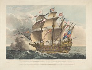 Great Harry. Pierwszy okręt wojenny, który przewoził działa autorstwa George Cruikshank