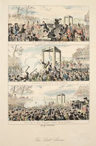 Ostatnia scena, ilustracja z „Jack Sheppard: A Romance” Williama Harrisona Ainswortha, opublikowana w 1839 r. (Ręczna akwaforta) autorstwa George Cruikshank