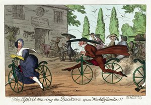 Duch porusza kwakrów po światowych próżnościach!!, wyd. 1819 (ręcznie kolorowane grawerowanie) autorstwa George Cruikshank