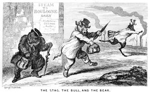 Jeleń, Byk i Niedźwiedź, XIX wiek. autorstwa George Cruikshank