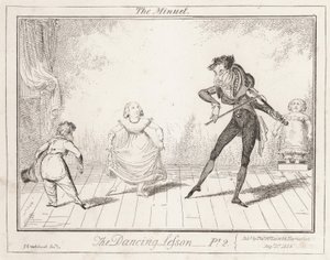 Lekcja tańca: Menuet autorstwa George Cruikshank