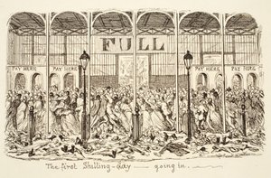 Pierwszy dzień szylinga - Wchodzę, wyd. 1851 (grawerowanie) autorstwa George Cruikshank