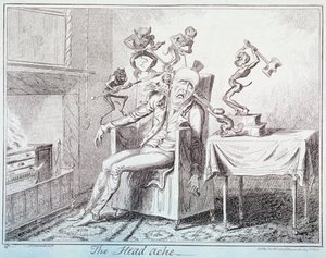 „Ból głowy”, 1835 autorstwa George Cruikshank
