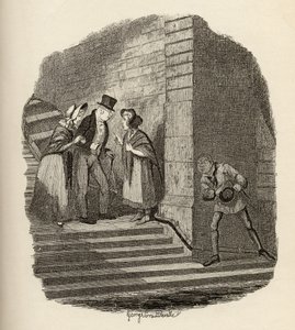 Spotkanie, z "Przygód Olivera Twista" Charlesa Dickensa (1812-70) 1838, opublikowane przez Chapman und Hall, 1901 autorstwa George Cruikshank
