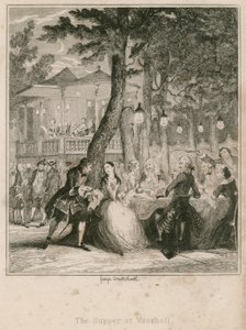 Kolacja w Vauxhall Gardens w Londynie autorstwa George Cruikshank