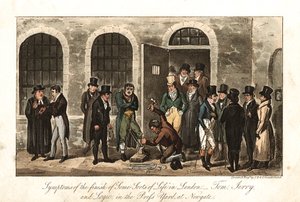 Tom, Jerry i Logic w Press Yard, więzienie Newgate, Londyn, 1821 autorstwa George Cruikshank