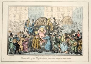 Podróżowanie po Anglii - czyli Peep z Piwnicy Białego Konia, pub. 1835 (grawerowanie ręcznie kolorowane) autorstwa George Cruikshank
