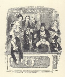 Wiktoriańscy widzowie tłoczą się w lożach w londyńskim teatrze (grawerowanie) autorstwa George Cruikshank