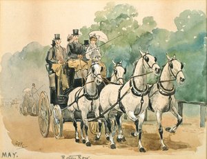 Miesiąc maj: Coaching (pióro i atrament oraz toaleta na papierze) autorstwa George Derville Rowlandson