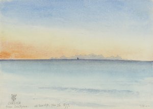 Korsyka z San Remo o wschodzie słońca, 7.30, 26 listopada 1877 (wc na papierze)